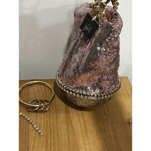 Rosantica Milano Pink Sequin Crystal Evening Bag PROJECT REPAIR Made Italy
